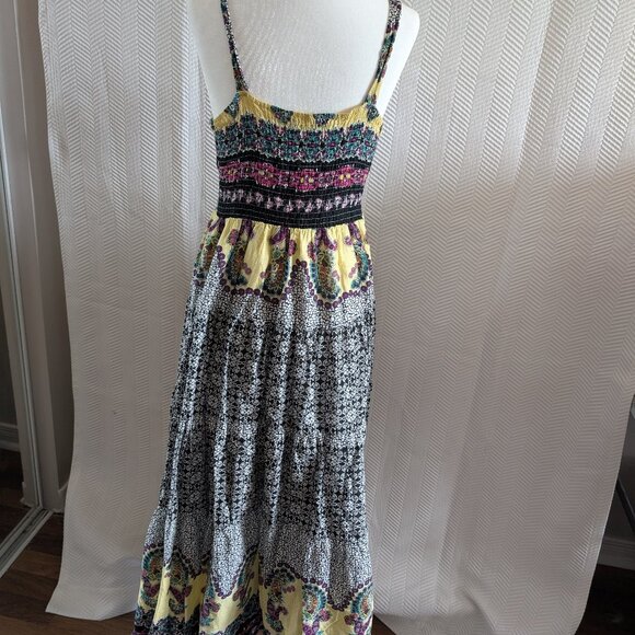 QED London Maxi Dress Boho Colorful Smocked Size Medium - Picture 2 of 11